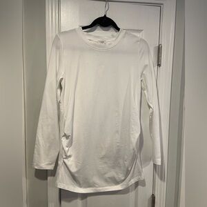 NWT J. Crew Size S Maternity White Stretch Crew Neck Long Sleeve Tee Shirt Tunic